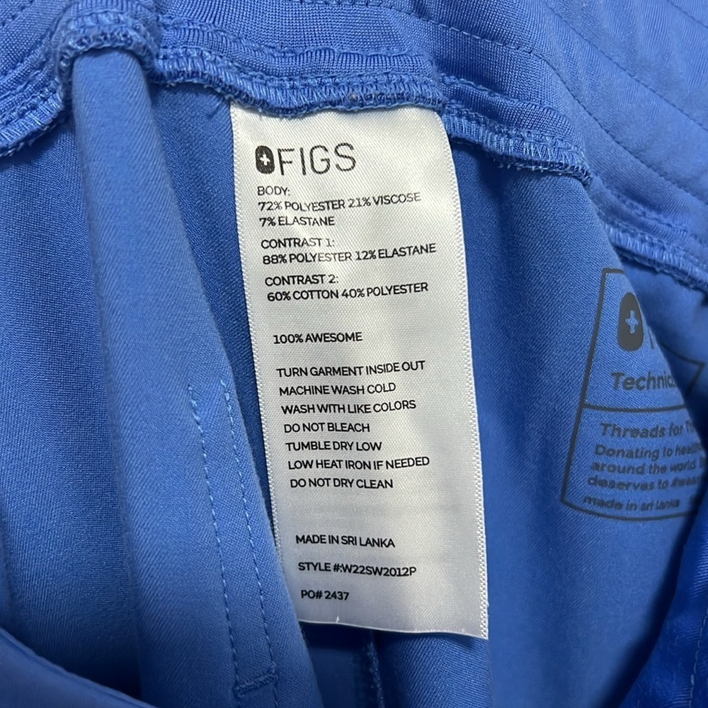 FIGS Women’s Zamora Jogger Scrub Pants with Drawstring Ceil Blue size L/P - Picture 4 of 9